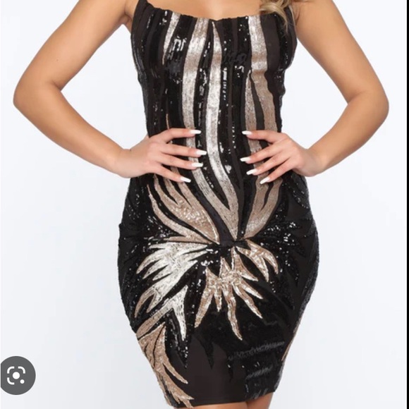 Dresses & Skirts - Black / Gold Sequin  Evening Dress